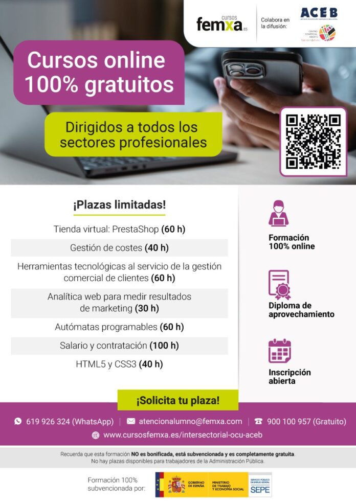 ACEB y ACCAB ofrecen cuatro cursos gratuitos de comercio digital para autónomos y trabajadores de Benalmádena
