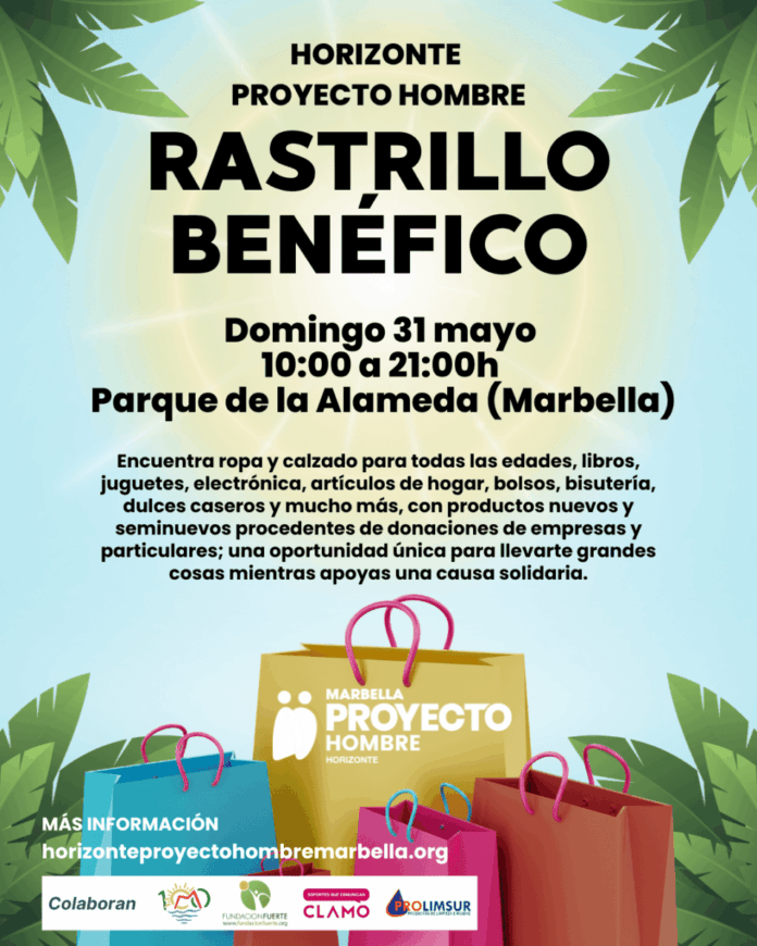 El Rastrillo Benéfico de Horizonte Proyecto Hombre se adelanta al 31 de mayo en el Parque de la Alameda