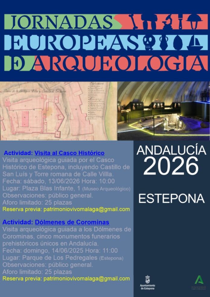 Estepona programa visitas guiadas gratuitas al Casco Histórico y los Dólmenes de Corominas el 13 y 14 de junio dentro de las Jornadas de Arqueología